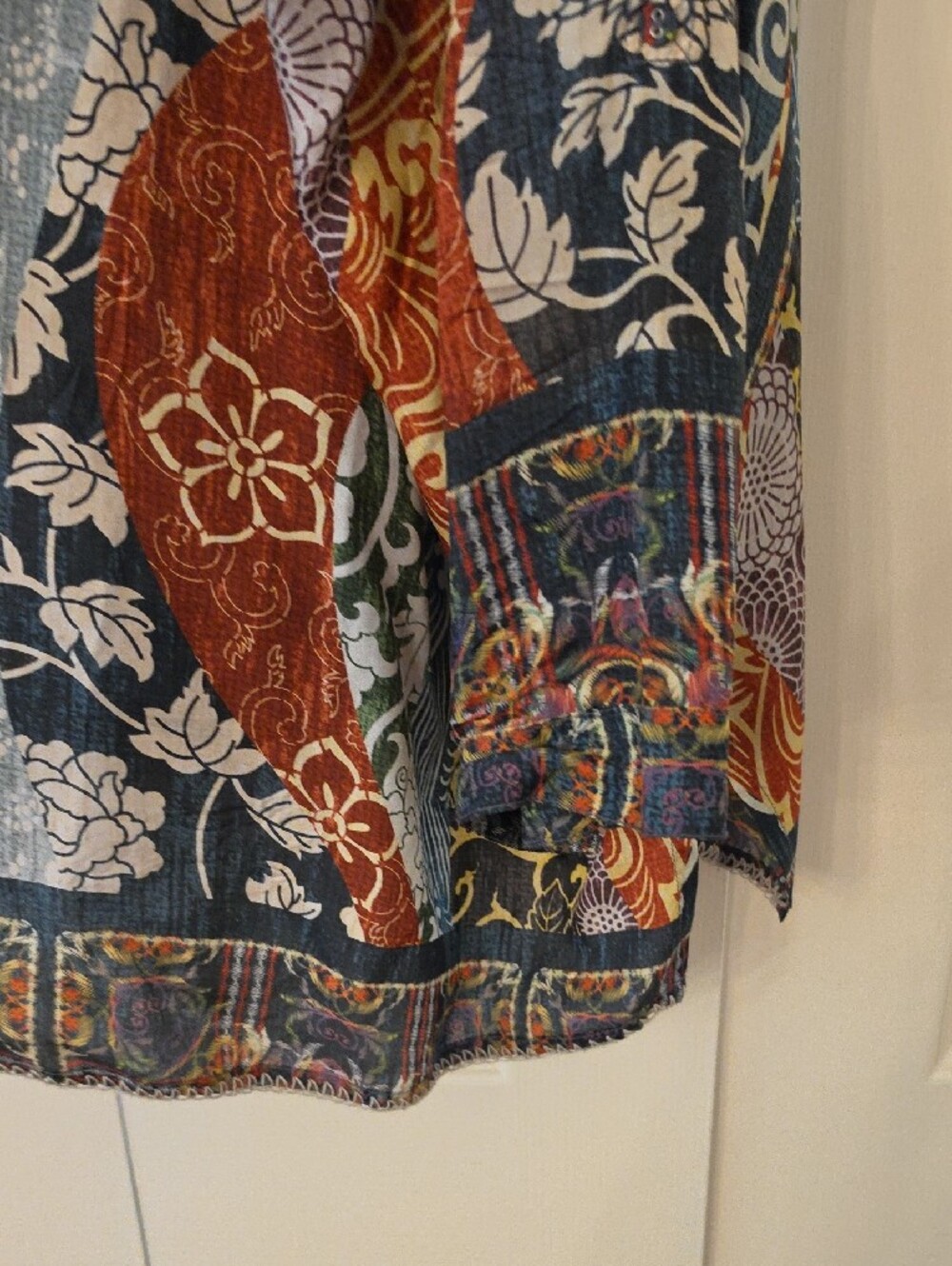 Johnny Was Multicolor Patchwork Button-Front Jacket - Picture 4 of 5